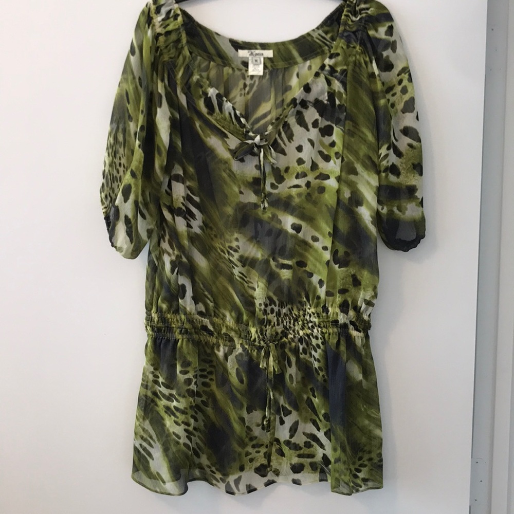 Sheer Green Leopard Tunic
